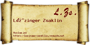 Lézinger Zsaklin névjegykártya